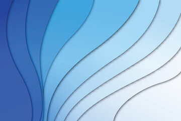Abstract blue wave paper cut background vector with smooth flowing layers