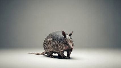 A fascinating armadillo showcasing its unique armored shell in a pristine studio setting, highlighting resilience
