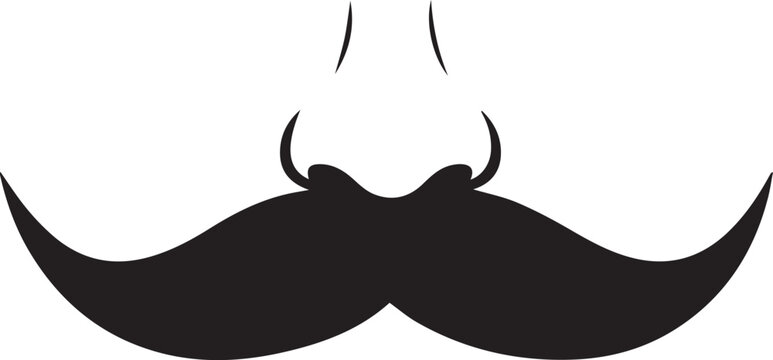 Elegant handlebar mustache vector silhouette illustration, classic men's facial line art