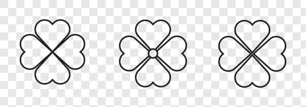 Good luck four leaf clover flat icon set isolated.
