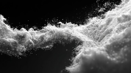 Abstract White Powder Explosion on Black Background: Dramatic and Dynamic