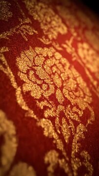 Ornate fabric texture with gold pattern