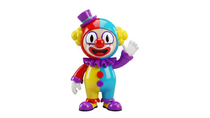Colorful clown figurine isolated on transparent background