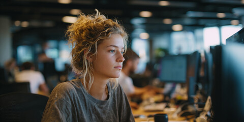 young women coding in modern tech office, female software developers at work, women working on computers in tech environment