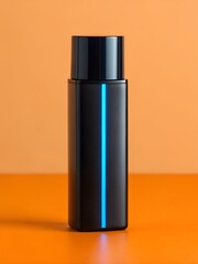 Modern black bottle with blue accent
