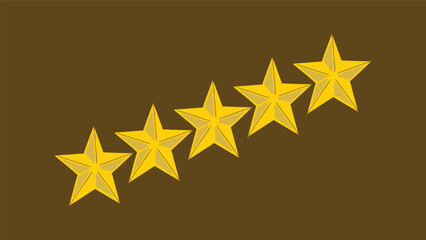 Obraz premium Five Star Rating Gold Stars Flat Vector Icon