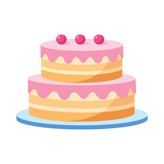 Two Tier Cake Flat Vector Illustration