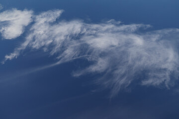 Obraz premium Natural sky beautiful blue and white heaven texture background. blue sky with cloud. White cumulus clouds formation in blue cloudy sky