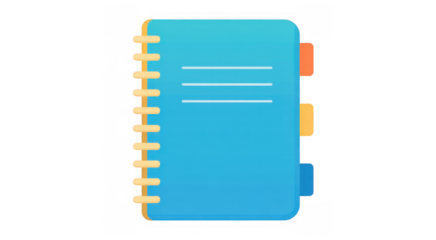 Blue spiral notebook with colorful tabs blue notebook isolated on a transparent background