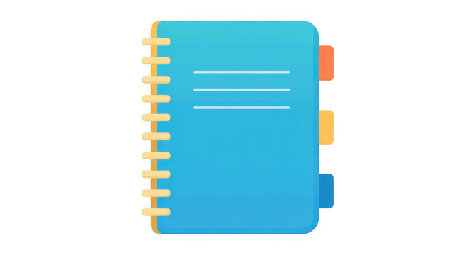 Blue spiral notebook with colorful tabs blue notebook isolated on a transparent background