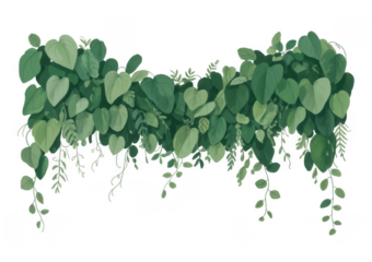 Green leafy garland green leaves foliage isolated on a transparent background