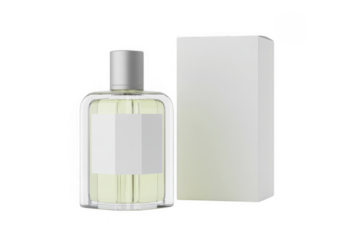 Perfume bottle and box white isolated on a transparent background