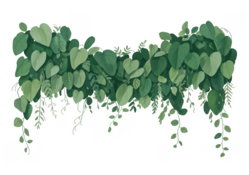 Green leafy garland green leaves foliage isolated on a transparent background - Powered by Adobe