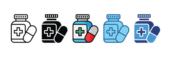 Medication  Icon Set Multiple Style Collection