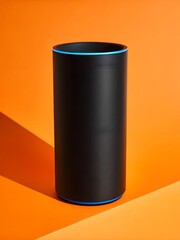 Modern black vase with blue accent