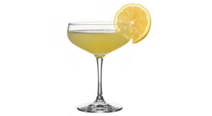 Cocktail with lemon slice in glass drink beverage isolated on a transparent background