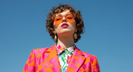 A fair-skinned young woman, likely in her early twenties, is the main subject, positioned in the center of the frame