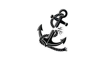 black anchor with rope silhouette high quality professional © Rakib