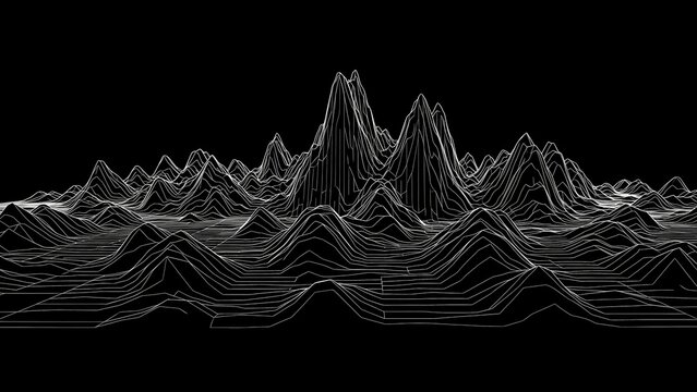 Topography Map Wireframe 3D Abstract Data Visualization