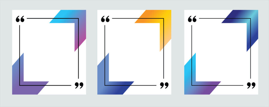 Abstract gradient quote frame design with modern geometric corners, minimal testimonial layout, colorful social media post template, clean background for inspirational quotes and branding