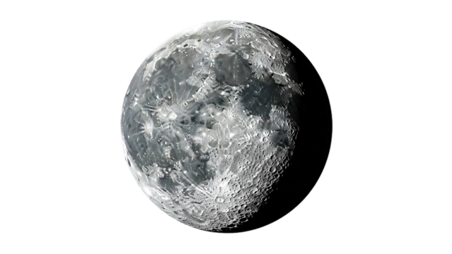 Realistic Moon with Craters, Celestial Body isolated on transparent background - Powered by Adobe