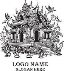 ondel ondel line art logo vector white background