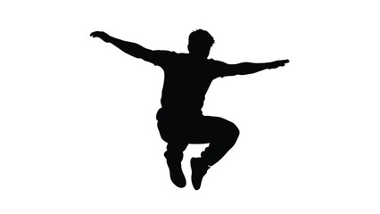 Black silhouette of man jumping with arms outstretched 7