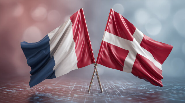 France and denmark flags display at international event global unity cultural exchange modern environment close-up view