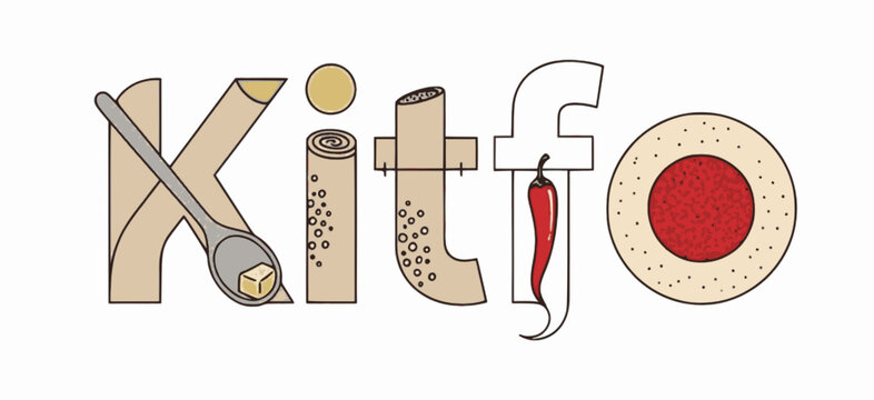 Raw Kitfo design with meat and spoon icons