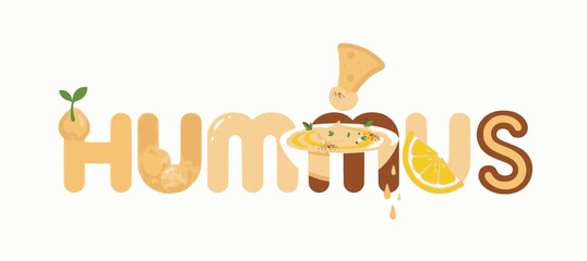 Creamy Hummus logo with chickpea and lemon icons