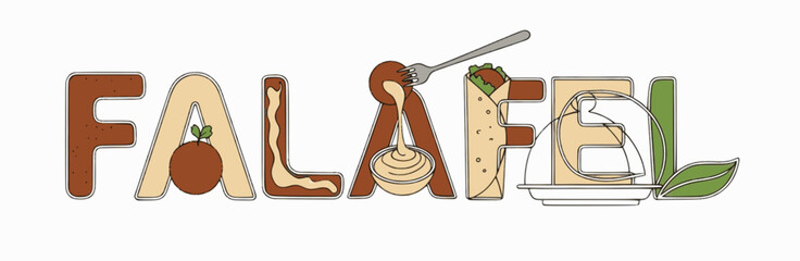 Brown Falafel logo blending balls and fork elements