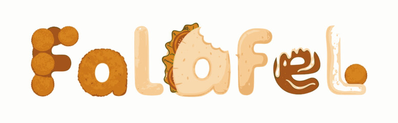 Artistic Falafel design incorporating sandwich and sauce