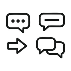 Chat bubbles and arrow vector icons set, communication and message symbols