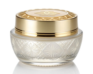 Luxurious cream jar with golden accents