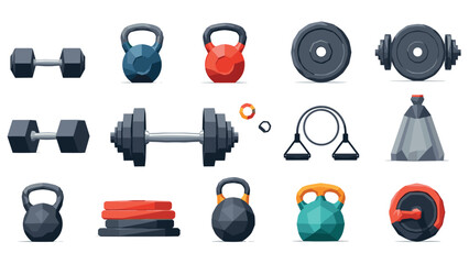 Colorful gym equipment icons for fitness enthusiasts and trainers