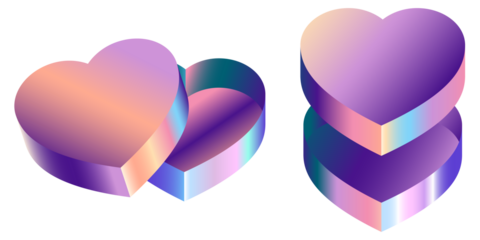 3D Sunset Amber Holographic Heart Isolated on Transparent Background, Luxury Gold Iridescent Shapes Clipart, Future Digital Art Elements for Premium Branding, Poster or Greeting Card.