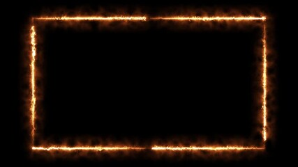 orange yellow and red fiery rectangular border with soft glow particles on transparent background alpha channel smooth loop for holiday events creative streaming scenes and presentation design