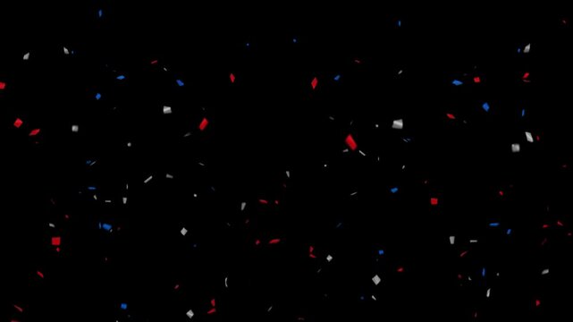 Colorful fireworks explode on black background, animation of explosion and confetti falling in video. Confetti bomb
effect on interior sequin background. Confetti