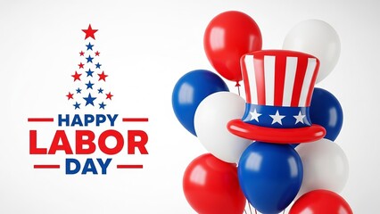 Happy labor day celebration with patriotic balloons and decorations