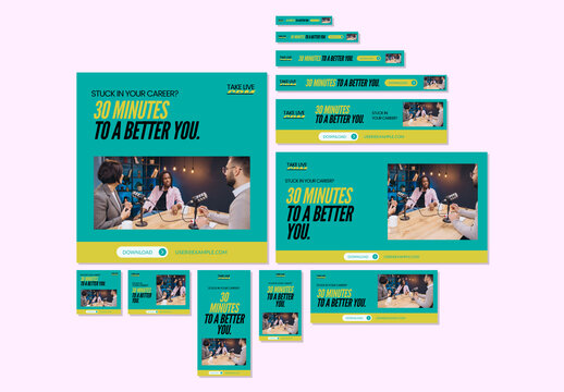 Modern Web Banner Ads Set for Career Growth Talk Show and Professional Development Promotion