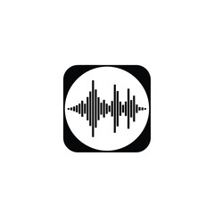 Black and white sound wave in rounded square