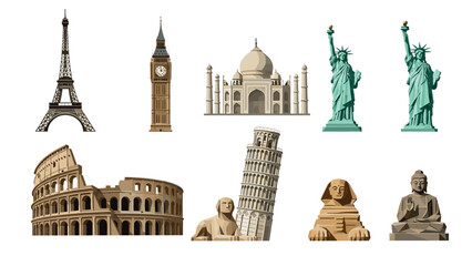 Obraz premium Iconic landmarks around the world in flat design style