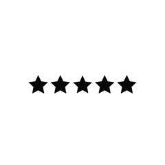 Five black stars on white background rating symbols