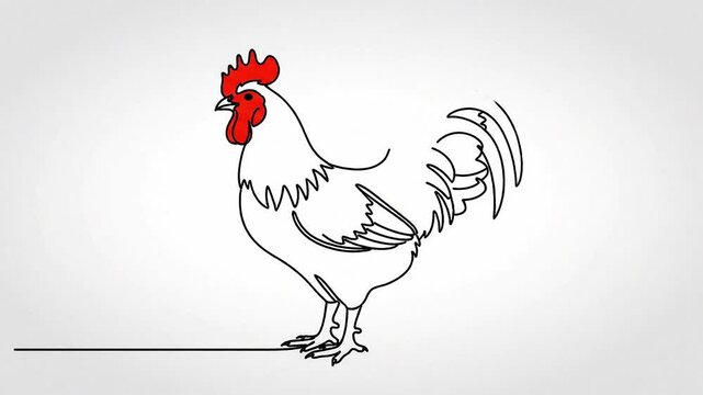 Rooster illustration isolated on white background with farm poultry style Flat 2D vector outline illustration animation motion graphics Clean solid background