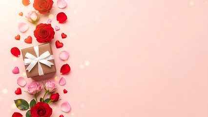 Valentine's day gift box with roses and hearts