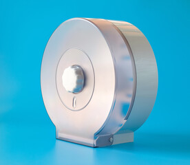 jumbo toilet roll dispenser made of plastc in a round shape.
