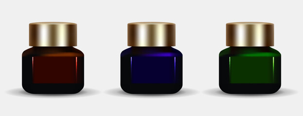 Dark glass cosmetic jars set