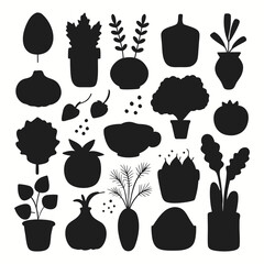 Silhouette vector art illustration of a combination of different vegetables 