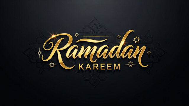 Golden ramadan kareem script shines on dark backdrop celebrate the holy month with elegant calligraphy and sparkling stars perfect for festive greetings and spiritual reflections
