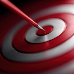 Bullseye target with red dart hitting center, winning business goals concept